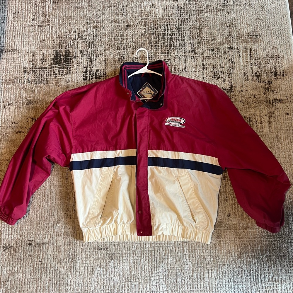 Vintage Red and Cream Windbreaker Jacket